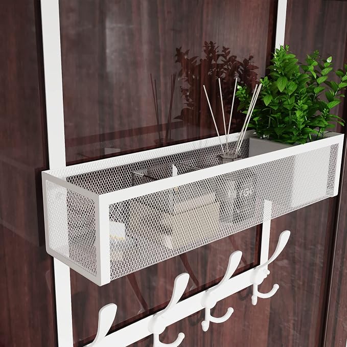 Kaiferty Over The Door Hooks Organizer, Over Door Hanger Towel Rack Mesh Basket - Image 6