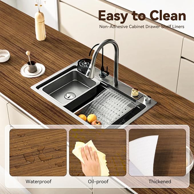 Drawer Shelf Liner for Kitchen Cabinets, Non Adhesive Slip Resistant Shelf - Image 2
