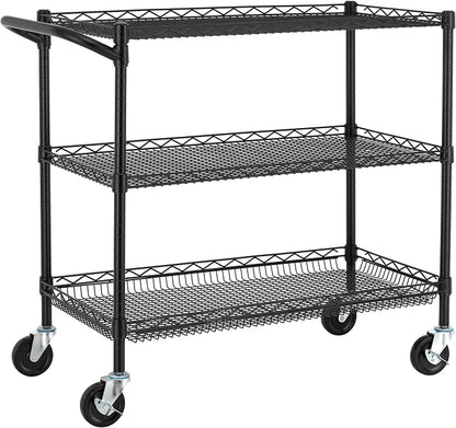 Finnhomy 3 Tier Heavy Duty Commercial Grade Utility Cart, Wire Rolling Cart by Finnhomy