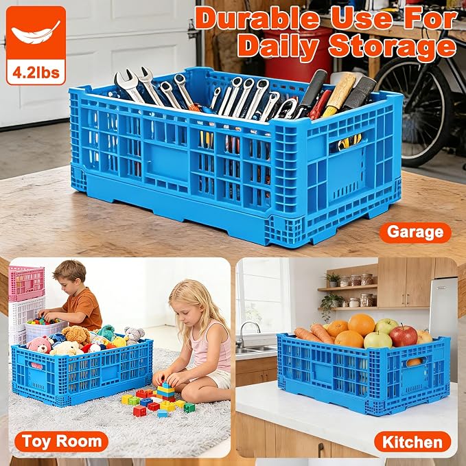 52L Plastic Collapsible Storage Bins - Image 5