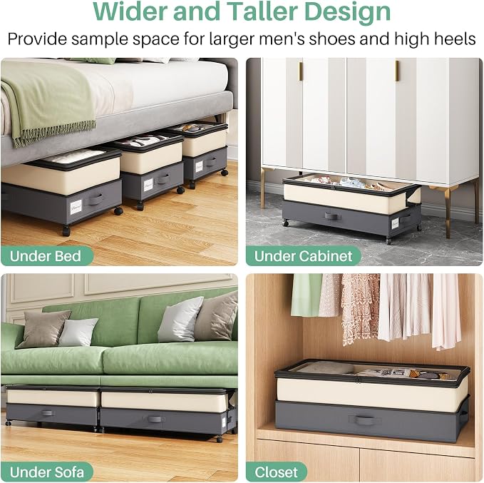 Kitstorack 4 Pack Height-adjustable Under Bed Storage - Image 7