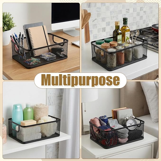 2 Pack Metal Mesh Basket, Large Wire Steel Storage Organizer | 2 Size Household - Image 4