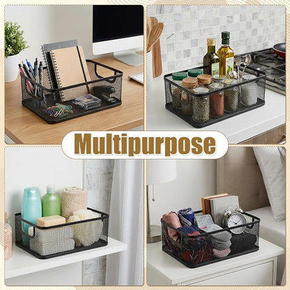 2 Pack Metal Mesh Basket, Large Wire Steel Storage Organizer | 2 Size Household - Image 4