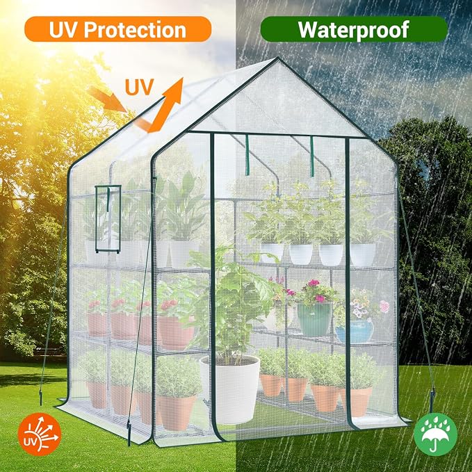 Ohuhu Greenhouse for Outdoors: 3 Tiers 12 Shelves Walk-in Indoor Green House - Image 3
