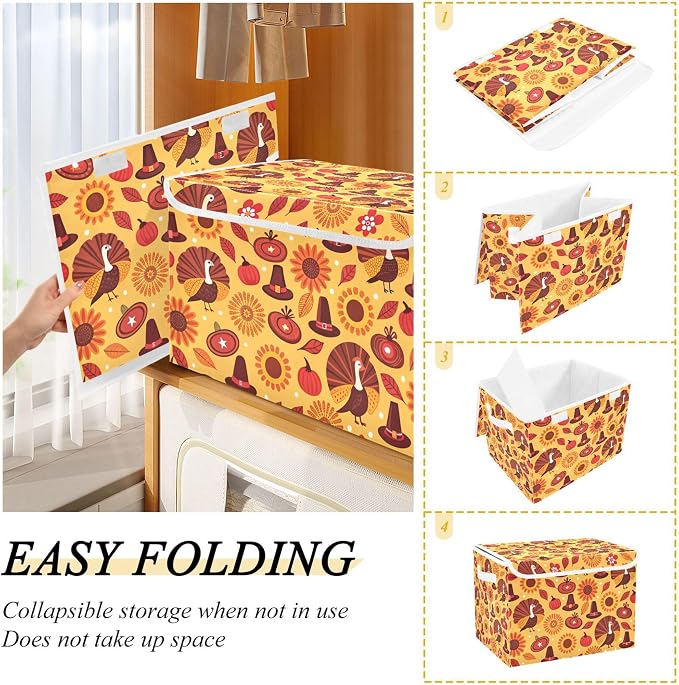 Thanksgiving Sunflower Turkey Storage Bins - Image 4