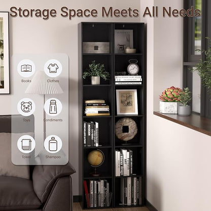 6 Cube Storage Organizer, Narrow Open Shelf Bookcase, Freestanding 6 Cube - Image 5