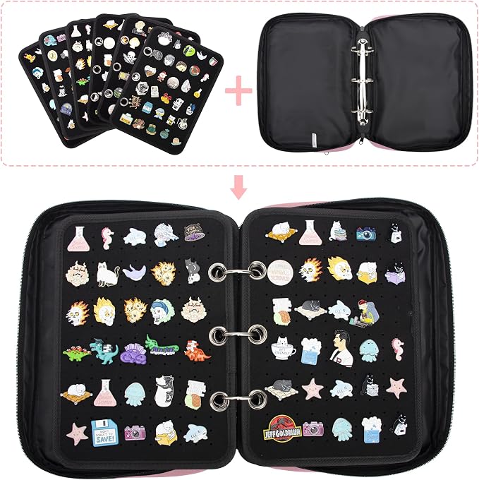 Enamel Pin Display Pages Pin Carrying Case, Pins Collection Storage Organizer - Image 2