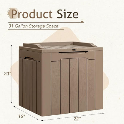 Flamaker 2 Pack Deck Box 31 Gallon Waterproof Resin Storage Box - Image 4