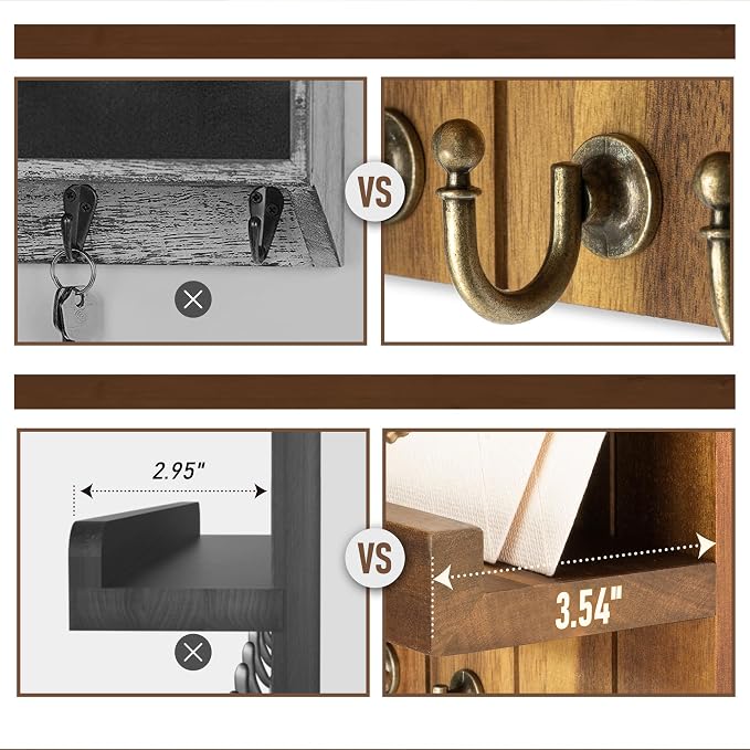 Rebee Vision Acacia Wood Key Holder Wall Mount – Farmhouse Key Holder - Image 5