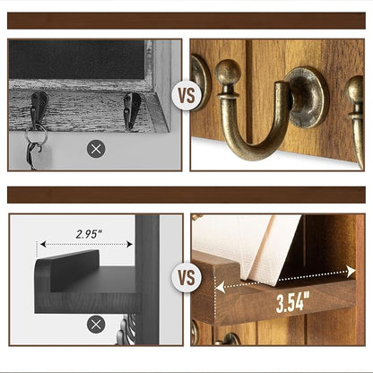Rebee Vision Acacia Wood Key Holder Wall Mount – Farmhouse Key Holder - Image 5