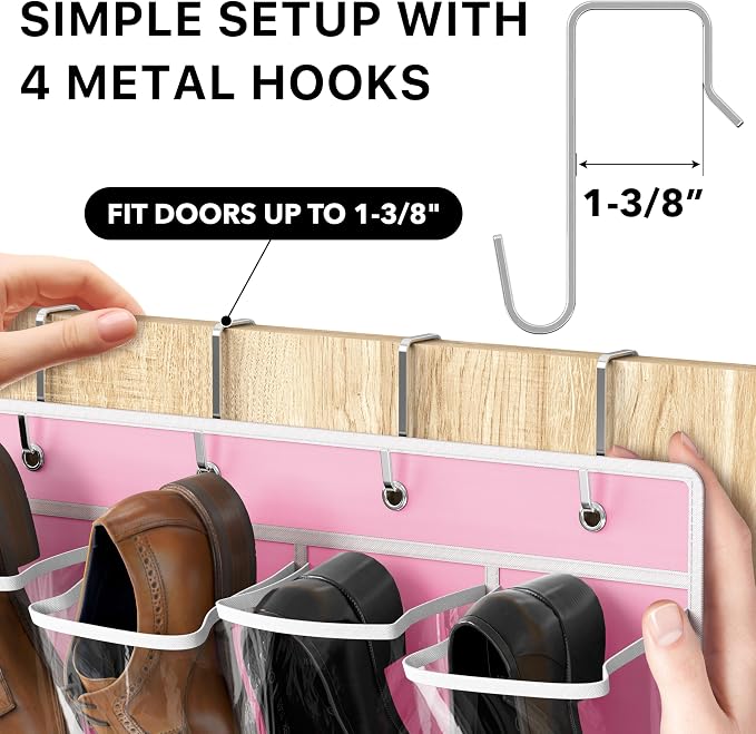 Simple Houseware 24 Pockets Large Clear Pockets Over The Door Hanging Shoe - Image 5