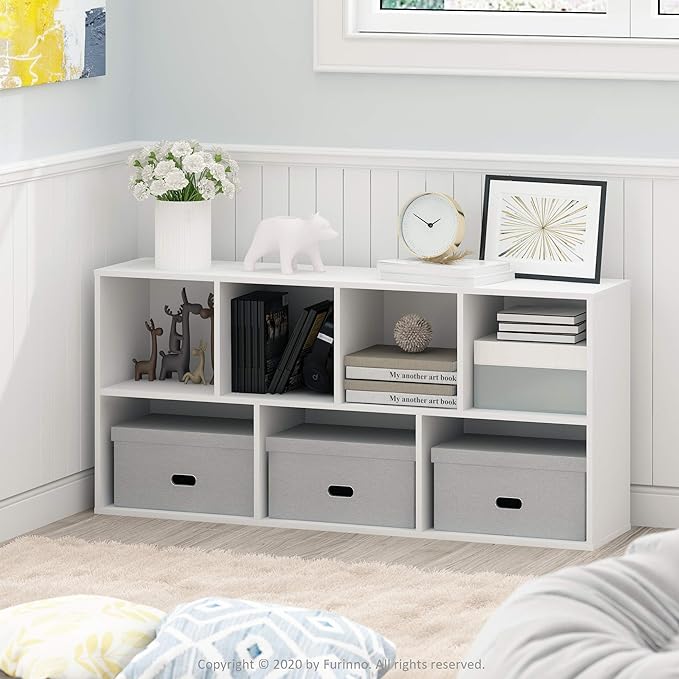 Furinno LUDER Book Shelf, 7-Cube Bookshelf, 9.4 x 19.5 x 41.7, - Image 2