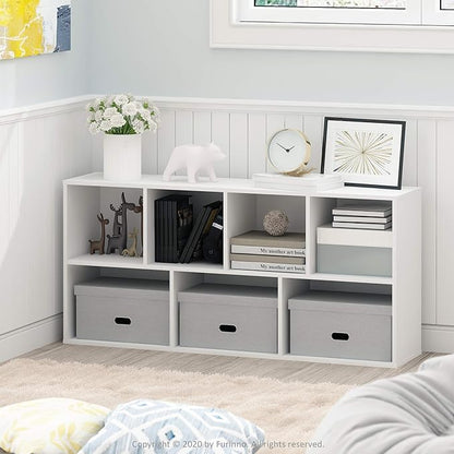 Furinno LUDER Book Shelf, 7-Cube Bookshelf, 9.4 x 19.5 x 41.7, - Image 2
