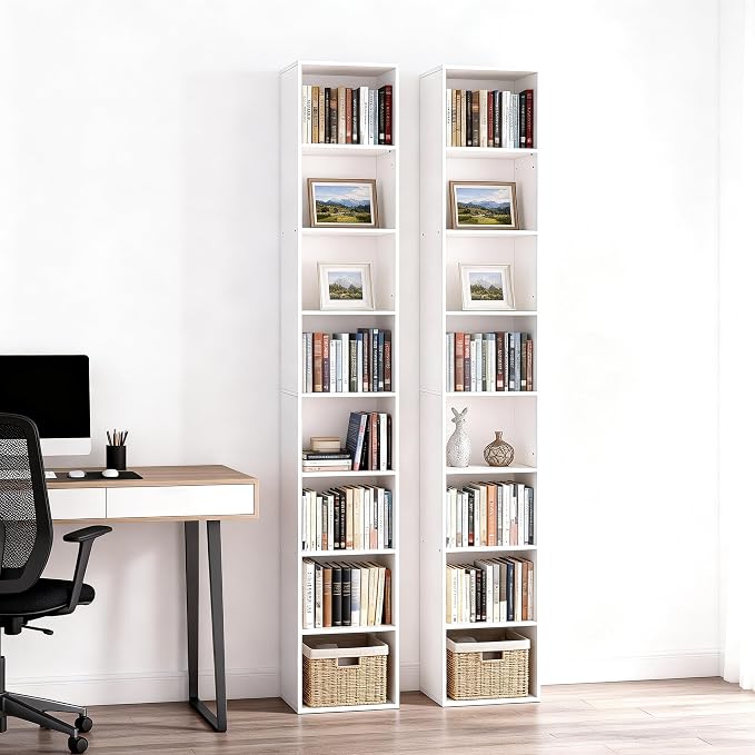 8-Cube Storage Organizer Bookcase, Tall Narrow Bookshelf - Image 8