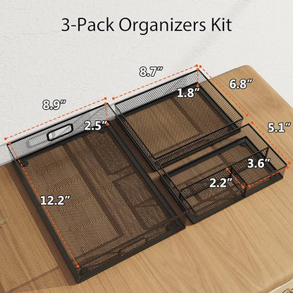 Desk Drawer Organizer Set, Paper Organizer Letter Tray - Image 3