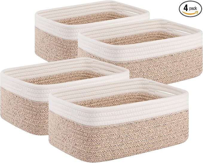 OIAHOMY 4 Pack Storage Baskets for Organizing, Small Bins for Shelves, Cute by MasterofSpaceOptimization