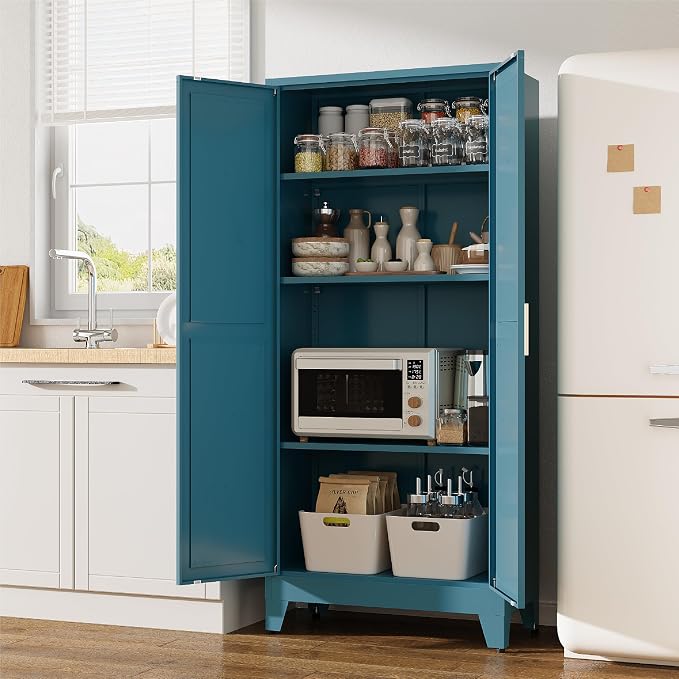 61" H Kitchen Pantry Storage Cabinet, Farmhouse Pantry Cabinet, Tree Doors - Image 2