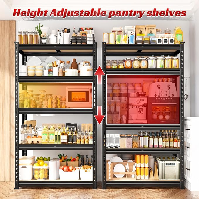 REIBII Set of 2 Storage Shelves 5 Tier Garage Shelving Heavy Duty Metal - Image 7