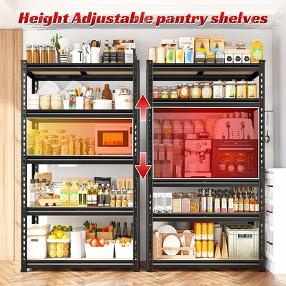 REIBII Set of 2 Storage Shelves 5 Tier Garage Shelving Heavy Duty Metal - Image 7