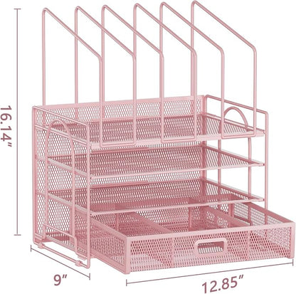Marbrasse Desk Organizers, 4-Tier Mesh Desk File Organizer - Image 5