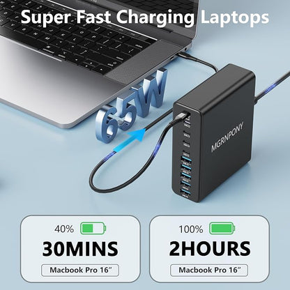 320W USB C Charger Block, 10-Port USB C Charging Station GaN III PD 65W Laptop - Image 3