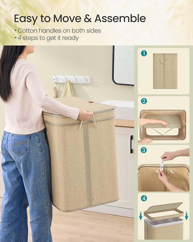 SONGMICS 3-Section Laundry Hamper - Image 6