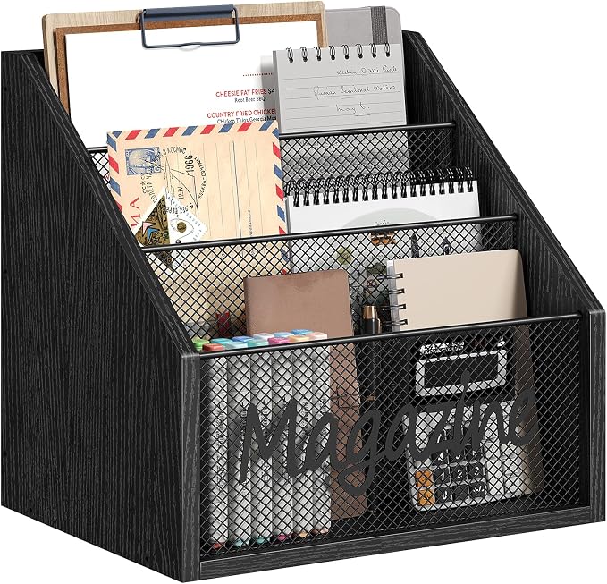 Magazine Holder, Wood Magazine Rack Floor, Mail Organizer Countertop, Magazine by Yatiney