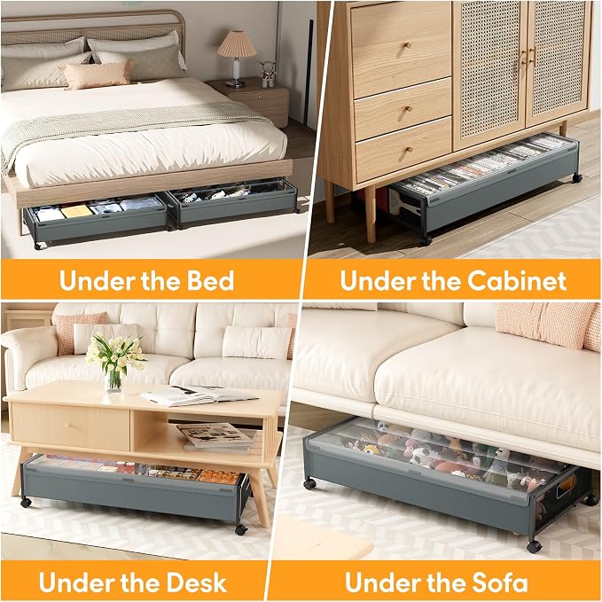 Under Bed Storage with Wheels，1 Pack Under Bed Storage Containers, Underbed - Image 8