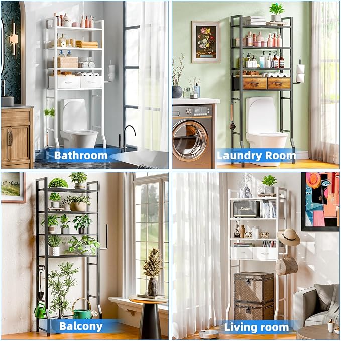 Simple Trending 4 Tier Over The Toilet Storage - Image 7