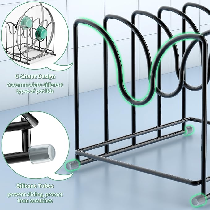 Pot Lid Organizer Rack, 1.6in Wide Cutting Board Organizer - Image 3