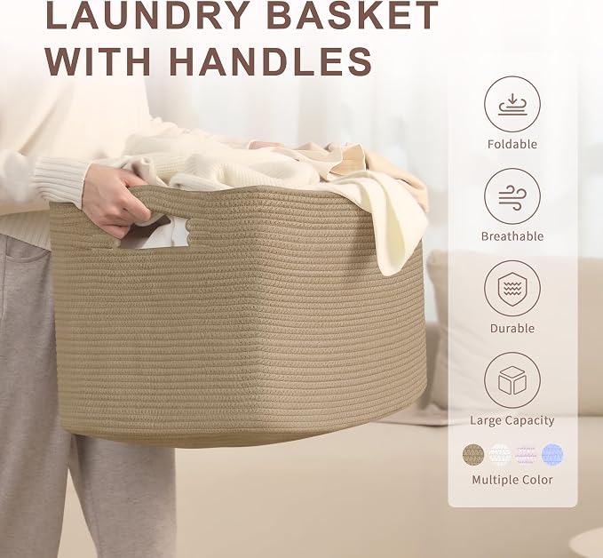 86L Large Wicker Laundry Basket - Image 4