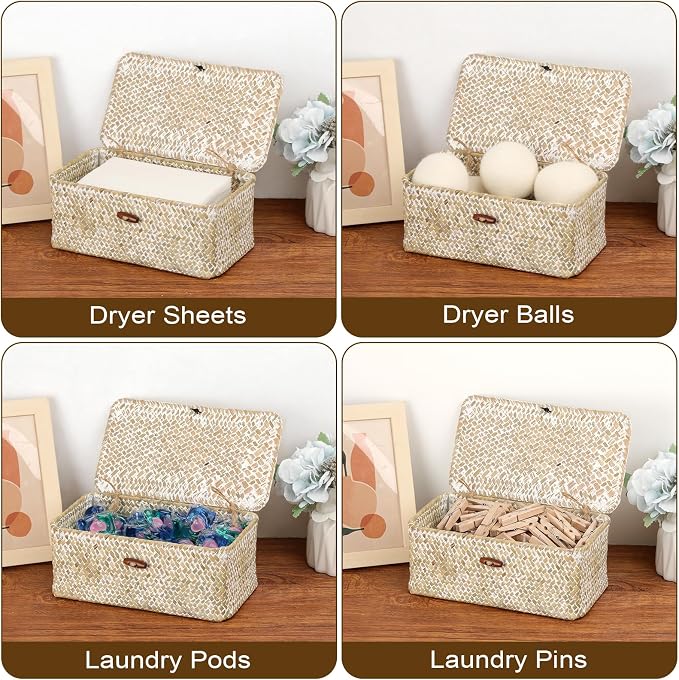 Dryer Sheet Holder, Woven Seagrass Dryer Sheets Storage Container - Image 7