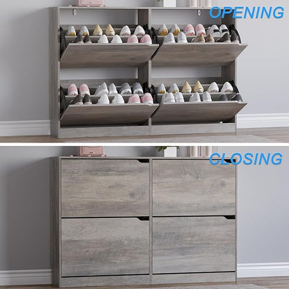 BORNOON Shoe Cabinet with 4 Flip Drawers, Narrow Hidden Shoe Storage Cabinet - Image 5