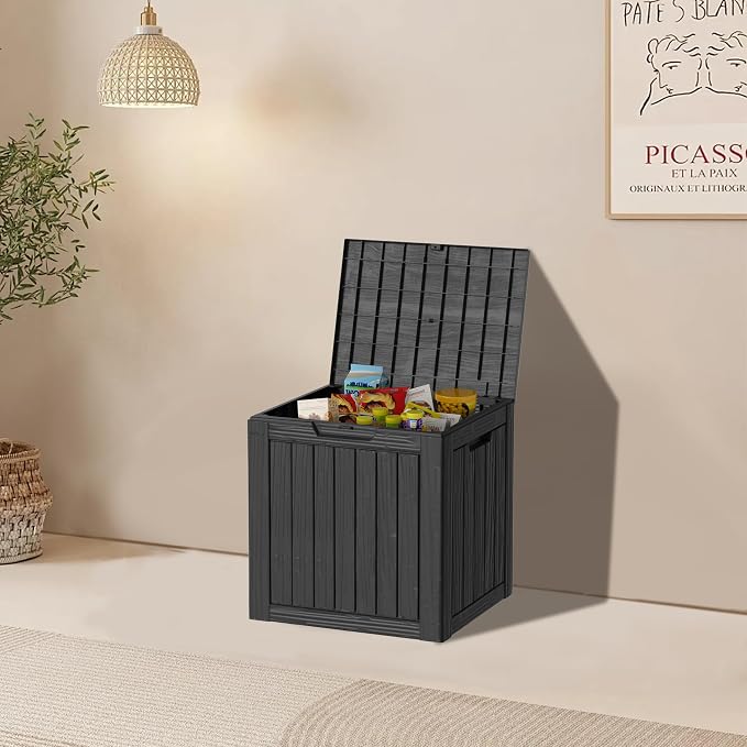 35 Gallon Resin Deck Box, Waterproof Outdoor Storage Bin - Image 8