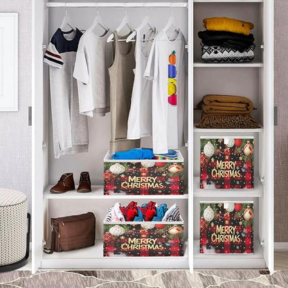 Checked Christmas Background Closet Organizers Storage Cubes Storage Bins Shelf - Image 7