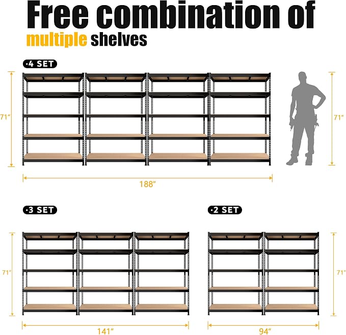 PrimeZone 48" W x 18" D x 72" H Garage Shelving Heavy Duty - Image 8