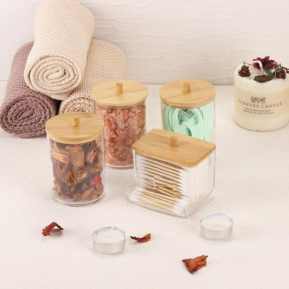Tbestmax 4 Pack Qtip Holder Bathroom Container, 10/7oz Cotton Ball/Swabs - Image 3