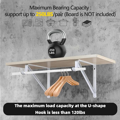 Closet Rod Brackets 11x9.5in, 10 Pack Closet Shelf Brackets, Wall Mounted - Image 3