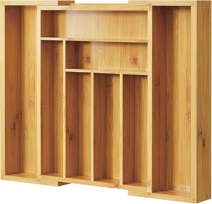 Pipishell Bamboo Expandable Silverware Drawer Organizer, Adjustable Kitchen by Pipishell