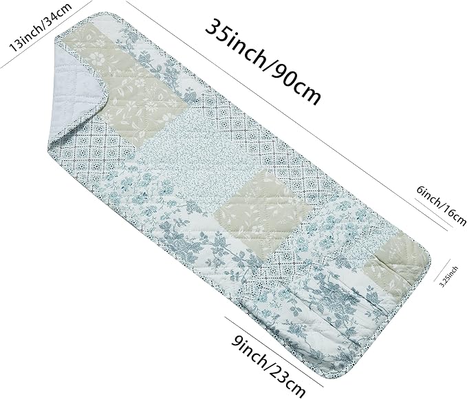 Brilliant Sunshine Multi Blue and Beige Floral Patchwork Couch Armrest 5 - Image 3