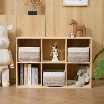 Small Organizing Baskets for Cubes Shelf, 9.7x9.7x7.1 Inch Rope Woven Storage - Image 3
