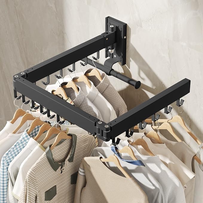 BOQORAD Drying Rack Clothing, Retractable Clothes Drying Rack, Wall Mounted - Image 4
