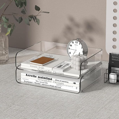 2-Tier Acrylic Paper Tray Organizer-Low-ProfileDesk File Sorter - Image 2