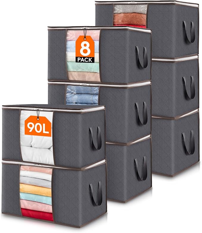 Lifewit 90L Large Storage Bags, 8 Pack Closet Organizers and Storage, Clothes by Lifewit