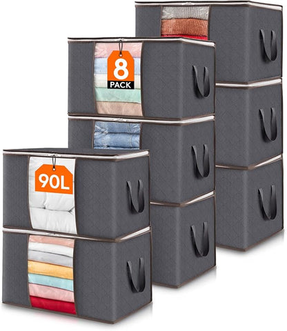 Lifewit 90L Large Storage Bags, 8 Pack Closet Organizers and Storage, Clothes by Lifewit