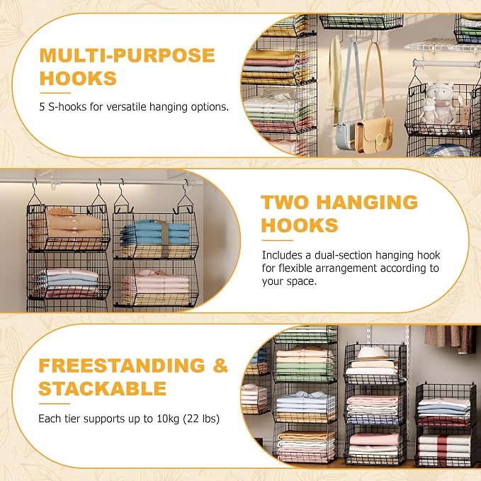 X-cosrack 7 Tier Foldable Hanging Closet Organizer and Storage, Wire Closet - Image 5