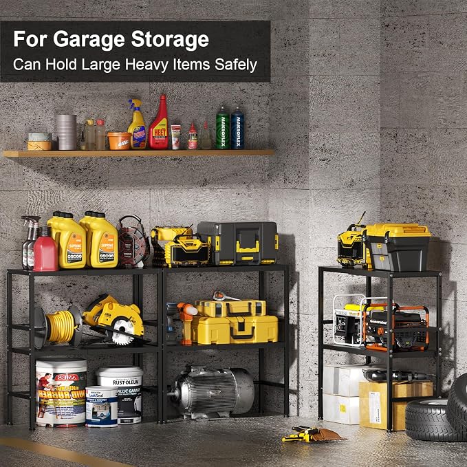 Expandable Metal Storage Shelves, 300 LBS Heavy Duty Metal Shelving Unit Rack - Image 9