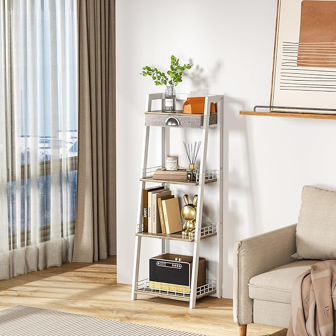 keomaisyto 4-Tier Elegant Ladder Shelf, Bathroom Storage Shelf, Ladder Bookshelf - Image 5