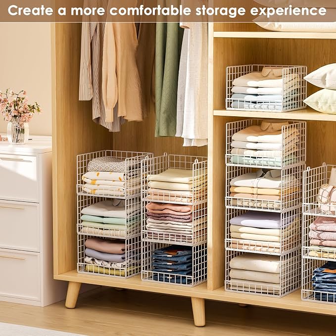 6-Tier Stackable Closet Organizers and Storage Baskets, Closet Shelf Organizer - Image 5