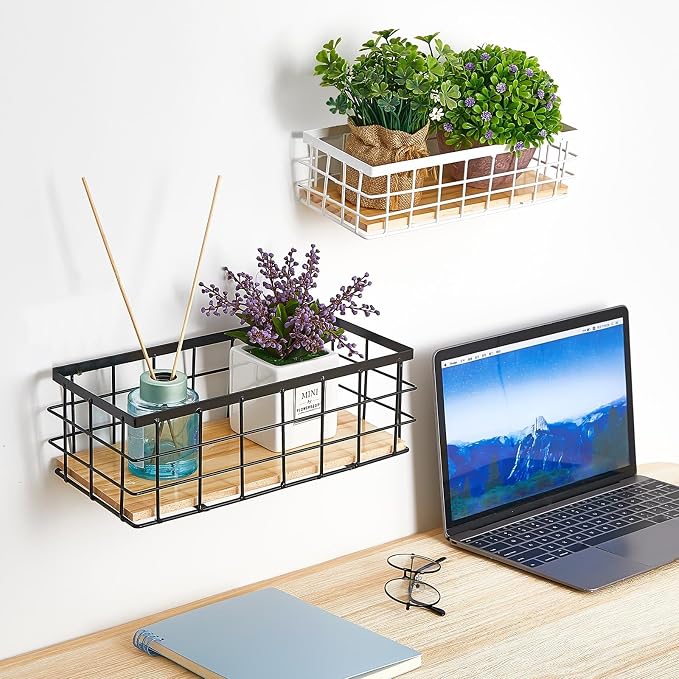 Funrous 2 Pcs Metal Small Wire Basket Wall Hanging Wire Basket Hang Small - Image 7